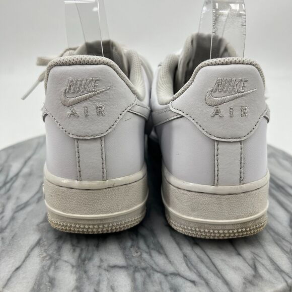 Nike Air Force 1 Sneakers Womens 7.5 White Leather Perforated Low Top Lace Up - Picture 5 of 12